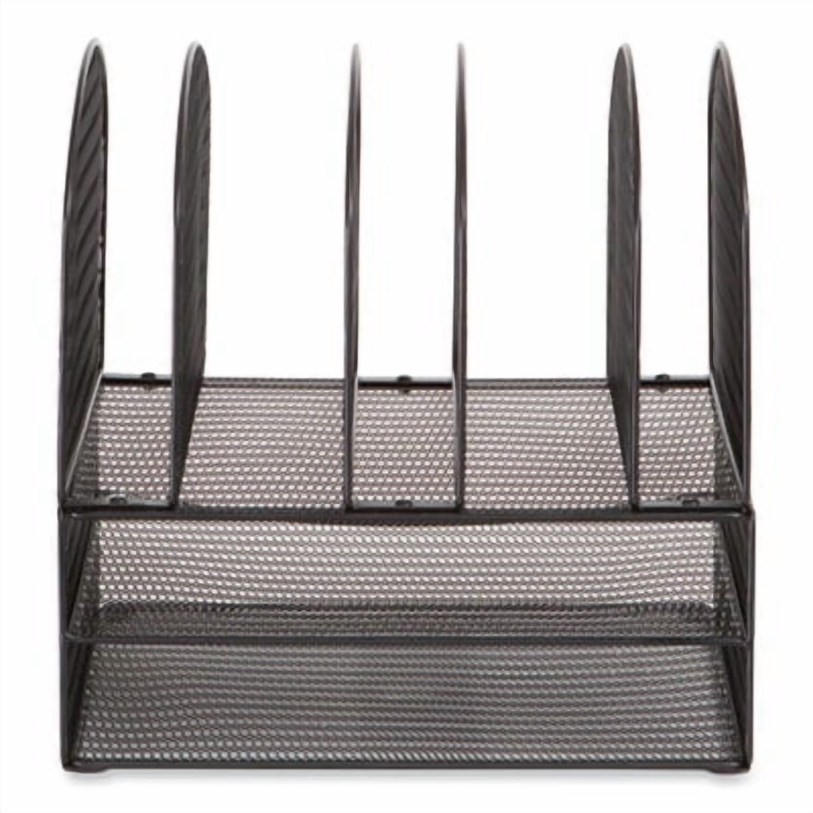 Onyx Mesh Desk Organizer, 2 Horizontal/6 Upright Sections, Letter Size, 13.25 x 11.32 x 13.32, Black, Ships in 1-3 Bus Days