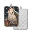 thumbnail image 2 of 2 Pieces Square Heat Insulation Pads Square Heat Insulation Gloves Oven Gloves Kitchen Gloves Cooking Gloves Heat Insulation Gloves Warm Cute Christmas Owl, 2 of 7