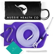 Aussie Health Co Non-Toxic Silicone Enema Bag Kit - 2 Quart Capacity for Water & Coffee Colon Cleansing - BPA & Phthalates Free - 6.5 Foot Hose, 3 Tips, Strong Clamp, Bonus Nozzle & Instruction Guide