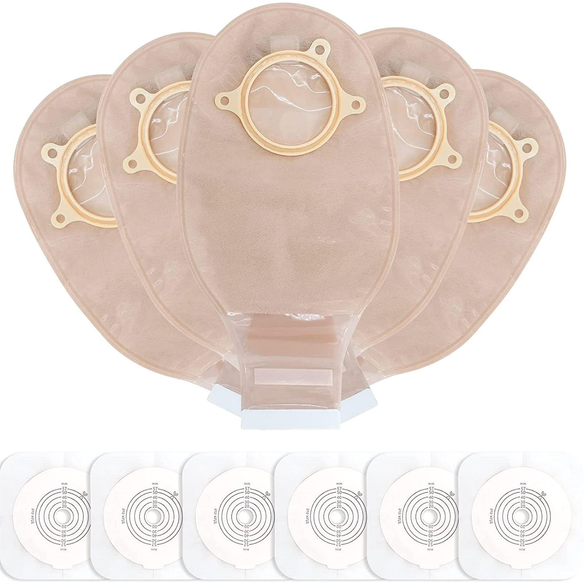 SUCONBE Colostomy Bag, 21PCS Ostomy bag with Hook-and-Loop Closure- 15 PCS Two Piece Drainable Pouches and 6PCS Stoma Skin Barrier