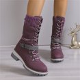thumbnail image 6 of EKVAHL Mid Calf Boots for Women Winter Knitted Lace Up Round Toe Comfy Boots Womens Side Zipper Buckle Outdoor Casual Riding Booties Non-Slip Comfortable Walking Shoes, 6 of 6