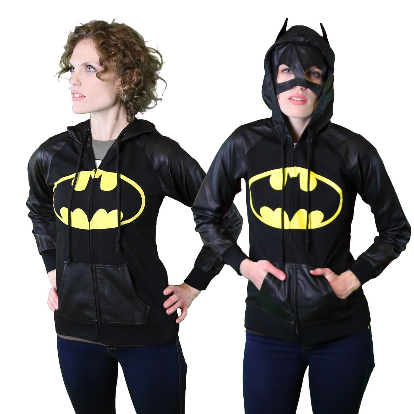 DC Comics Batman Half Mask Juniors Zip Up Hoodie Sweatshirt   XL