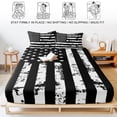 thumbnail image 5 of Twin XL Size Fitted Sheet Set - Black White 2 Piece Bedding Sets 16" Deep Pocket Fitted Sheet with 1 Pillowcases, Retro Stars Stripes Flag Shabby Chic Texture Brushed Microfiber Hotel Bed Sheets, 5 of 9