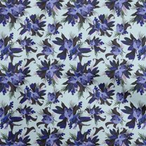 oneOone Polyester Spandex Aqua Blue Fabric Floral Diy Clothing Quilting Fabric Print Fabric By Yard 56 Inch Wide
