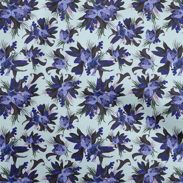 oneOone Rayon Aqua Blue Fabric Floral Craft Projects Decor Fabric Printed By The Yard 56 Inch Wide