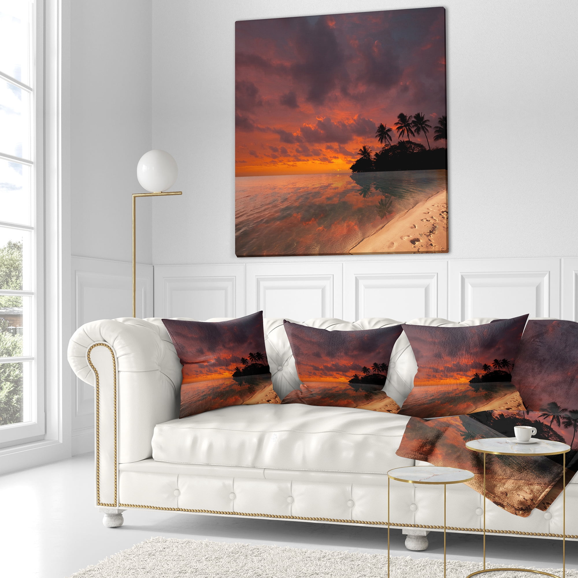 Designart 16" x 16" Orange Polyester Throw Pillow