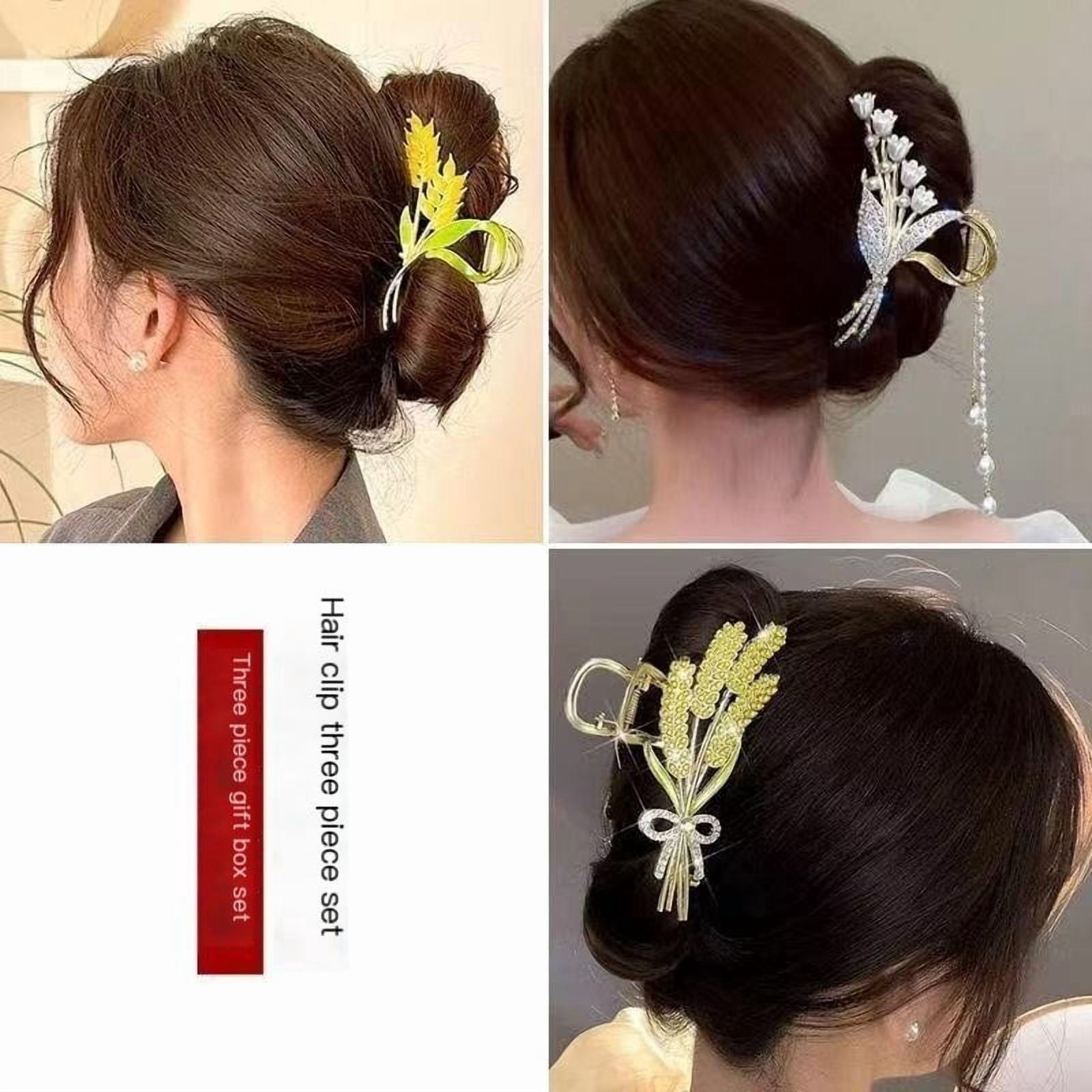 Wheat Ear Hair Clip Shark Claw Clip for the Back of the Head Floral Hair Accessories New Year Gift Set for Girlfriend