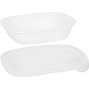 Angle View: CorningWare SimplyLite 2-Quart Oblong Baking Dish with Plastic Lid