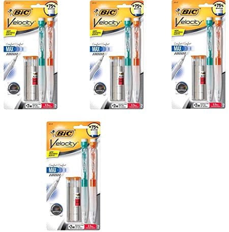 BIC Velocity Max Mechanical Pencil, Thick Point (0.9mm), 2-Count, 4 Pack