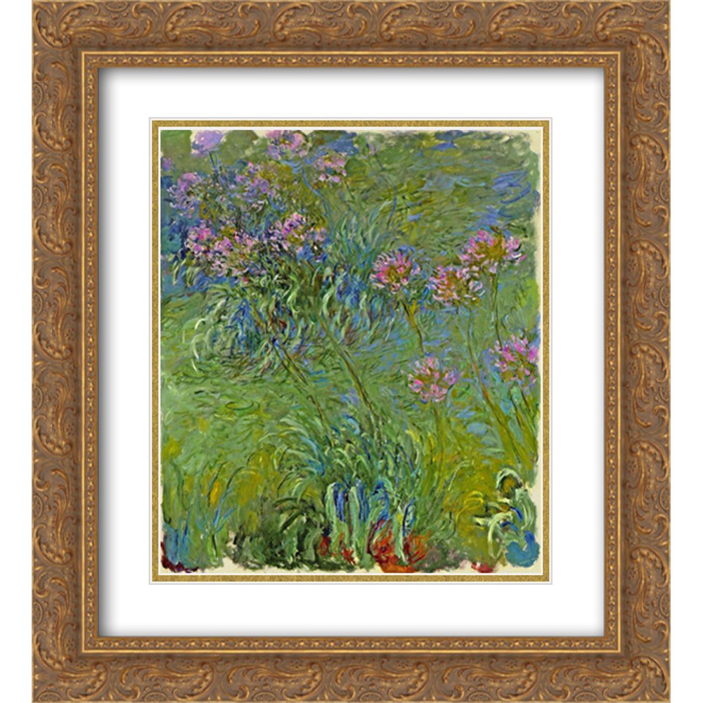 Claude 2x Matted 20x22 Gold Ornate Framed Art Print 'Agapanthus