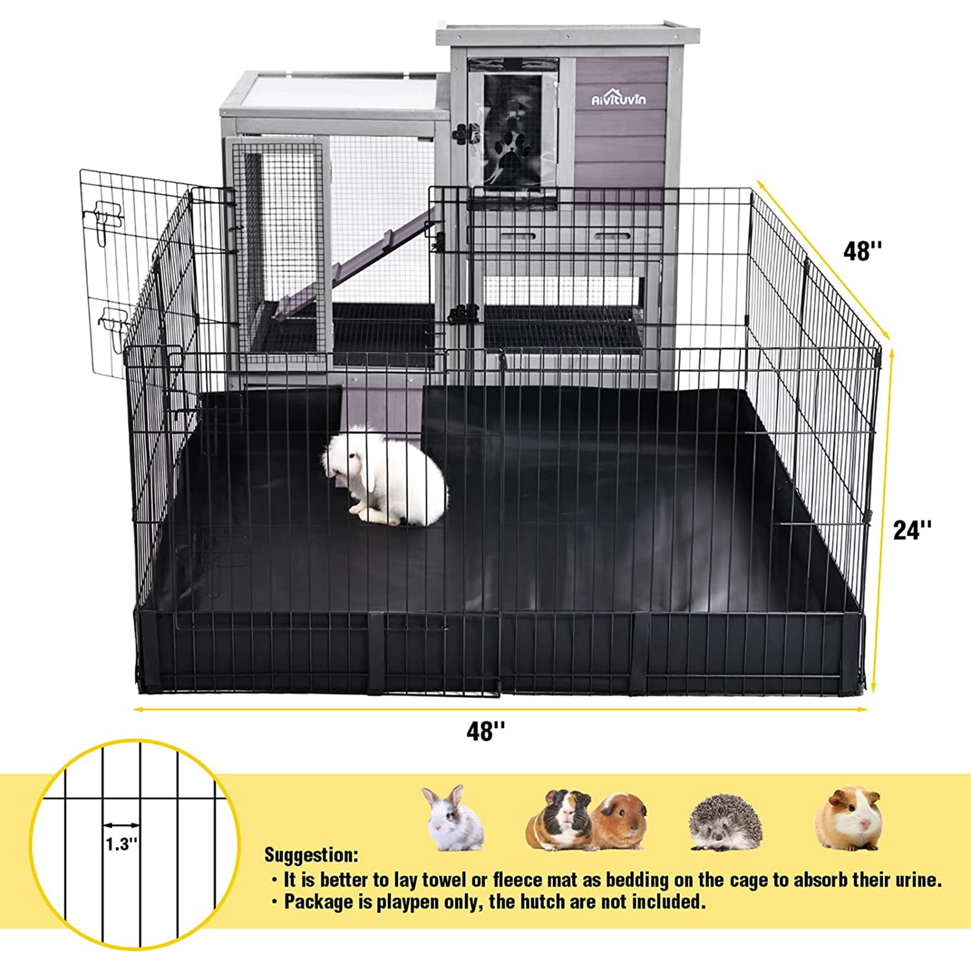 Aivituvin Pet Playpen, Small Animal Playpen for Rabbits Hamsters Guinea Pigs Cage Exercise Pen and Enclosure Waterproof