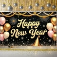 thumbnail image 3 of Gold Pink Happy New Year Banner Festive New Year Display Sparkling Firework Design Balloon Decor Festive Backdrop for New Year Party Holiday Celebration Indoor Decor, 3 of 9