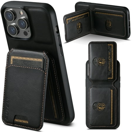 TECH CIRCLE For iPhone 13 Pro Max Case with Credit Card Holder,Premium PU Leather Magnetic Kickstand Heavy Duty Shockproof Protective Wallet Cover for Apple iPhone 13 Pro Max 6.7" 2021,Black