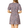 thumbnail image 4 of Allegra K Women's Leopard Tie Waist Short Sleeves V Neck A-Line Dress, 4 of 7
