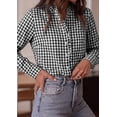 thumbnail image 3 of PRETTYGARDEN Womens Long Sleeve Button Down Shirts | Soft Cotton Fabric, Fashion Plaid Shirt, Basic Collared V Neck, Work Business Casual Blouses, Fall Trendy Outfits, 3 of 9