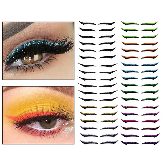 Pegatinas de delineador de ojos reutilizables Línea de párpados Maquillaje de Combinación de 36 pares de colores Colcomx Delineador de ojos pegatinas