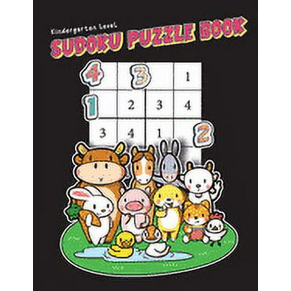 Kindergarten Level Sudoku Puzzle Book: Super Easy Mini Sudoku Puzzles For Kids Ages 4-6 with Fun Illustrations to Color (Balances Fun And Challenge) (Paperback)(Large Print)