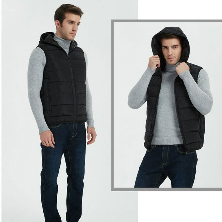 Men's Outdoor Winter Vest Full Zipper Thicken Warm Quilted Waistcoat Casual  Slim Fit Lightweight Padded Jackets Outerwear