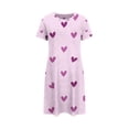 thumbnail image 3 of Kelon Chemises de Nuit et Robes de Nuit pour Femmes Grande Taille Robe de Nuit Décontractée pour Femmes Grande Taille Imprimé Cœur Manches Courtes Col Rond Extensible Moyen Ample Robe de Nuit Saint-Valentin, 3 of 4
