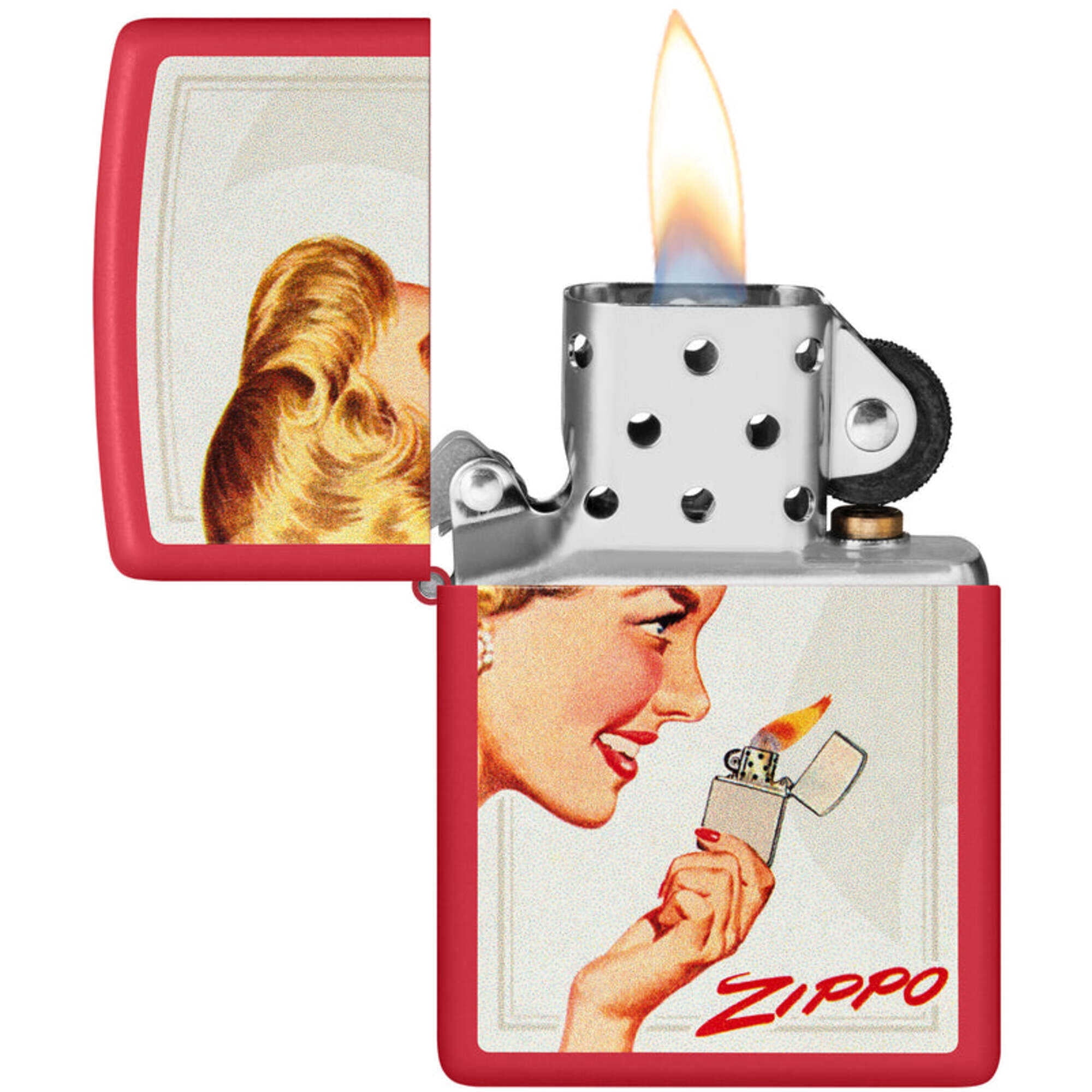 Zippo 46295 Vintage Ad Matte Black and Red Pocket Lighter Set
