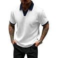thumbnail image 7 of Polo Shirts for Men Knit Tops Lapel Collar V Neck Short Sleeve Jacquard Textured Casual Pullover Tees, 7 of 7