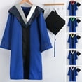 thumbnail image 1 of 1 Set Graduation Uniform Super Soft Wear Resistant Polyester Bachelor Hat Graduation Cloak Photography Props Set for College, 1 of 8