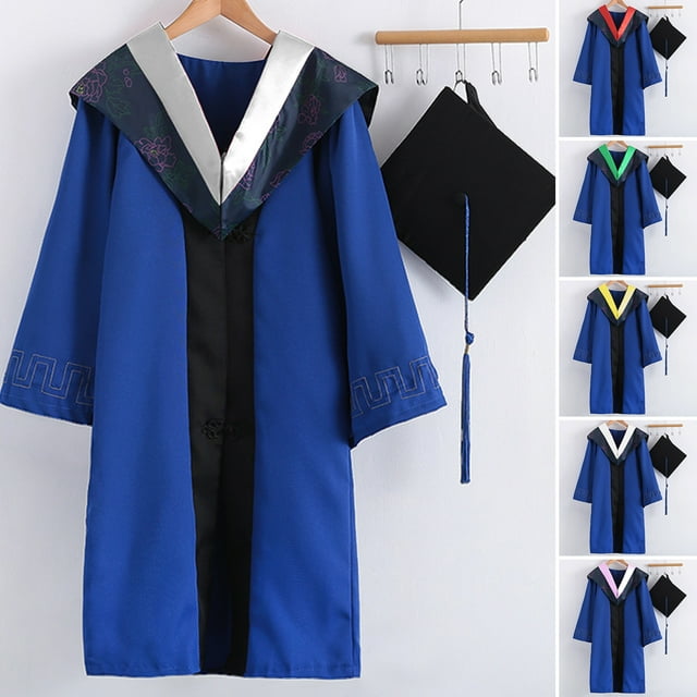 1 Ensemble Uniforme de Collation des Grades Super Doux Résistant à l'Usure Polyester Chapeau Bachelor Collation des Grades Accessoires de Photographie Cloak pour Collège