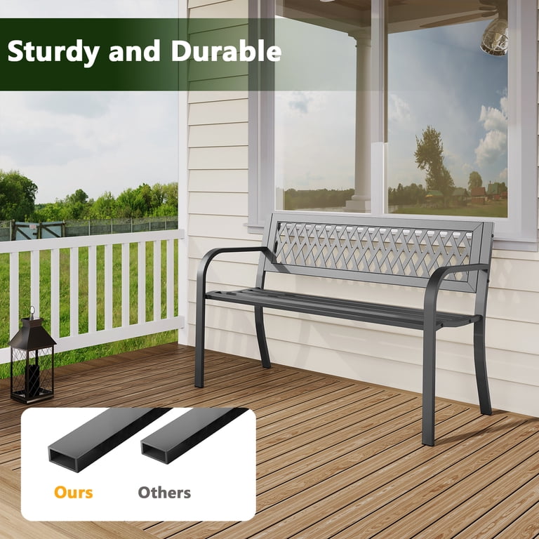WASUHE 50-Inch Outdoor Patio Bench, 2-Person Black photo 6