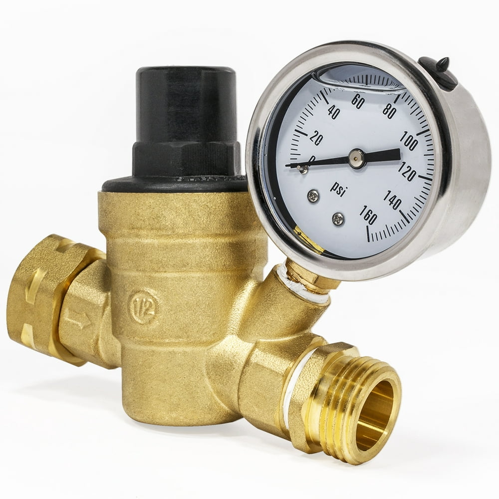 Rv Adjustable Water Pressure Regulator With Gauge
