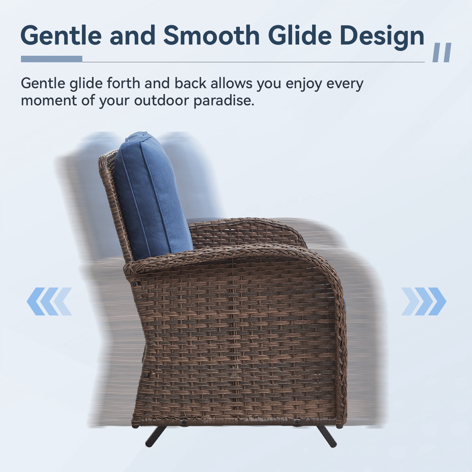 Bellefurn 5 Pieces Outdoor Patio Furniture Sets with Swivel Rocker Chairs Rattan Glider Loveseat and Coffee Table,Wicker Outdoor Conversation Sets for Porch Deck Backyard Poolside