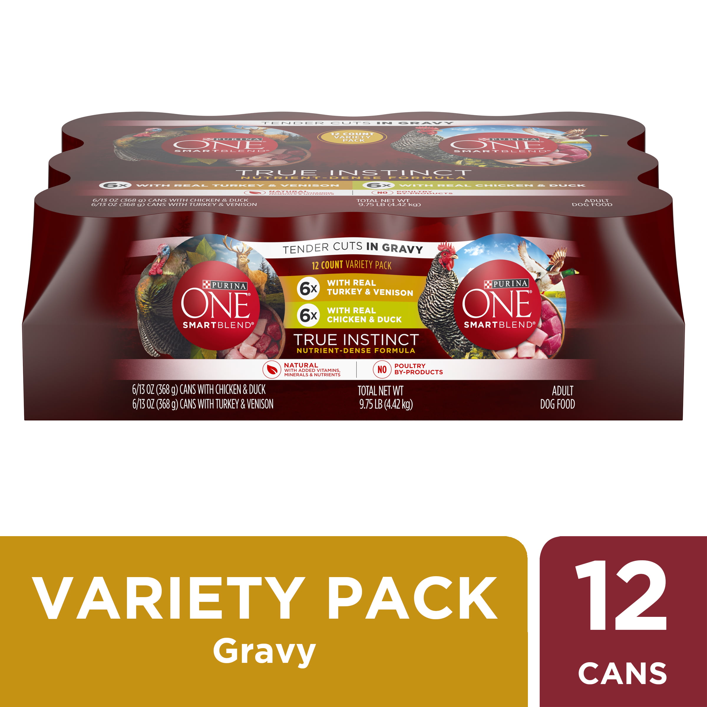 (12 Pack) Purina ONE Natural Gravy Wet Dog Food Variety