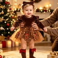 thumbnail image 5 of 0-3 Months Newborn Preemie Boys Girls Underwear Pajamas Rompers Home Clothes Baby Girl Outfit Christmas Man Romper Dress Cute Infant Xmas Winter Clothes Brown Rompers Baby Gift, 5 of 8