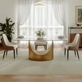 thumbnail image 2 of POVISON 63" Modern Dining Table for 4, Rectangular Pandora Sintered Stone Dining Table, Glossy Marble-Look Tabletop with Bronze U-Shape Carbon Steel Base, 2 of 12