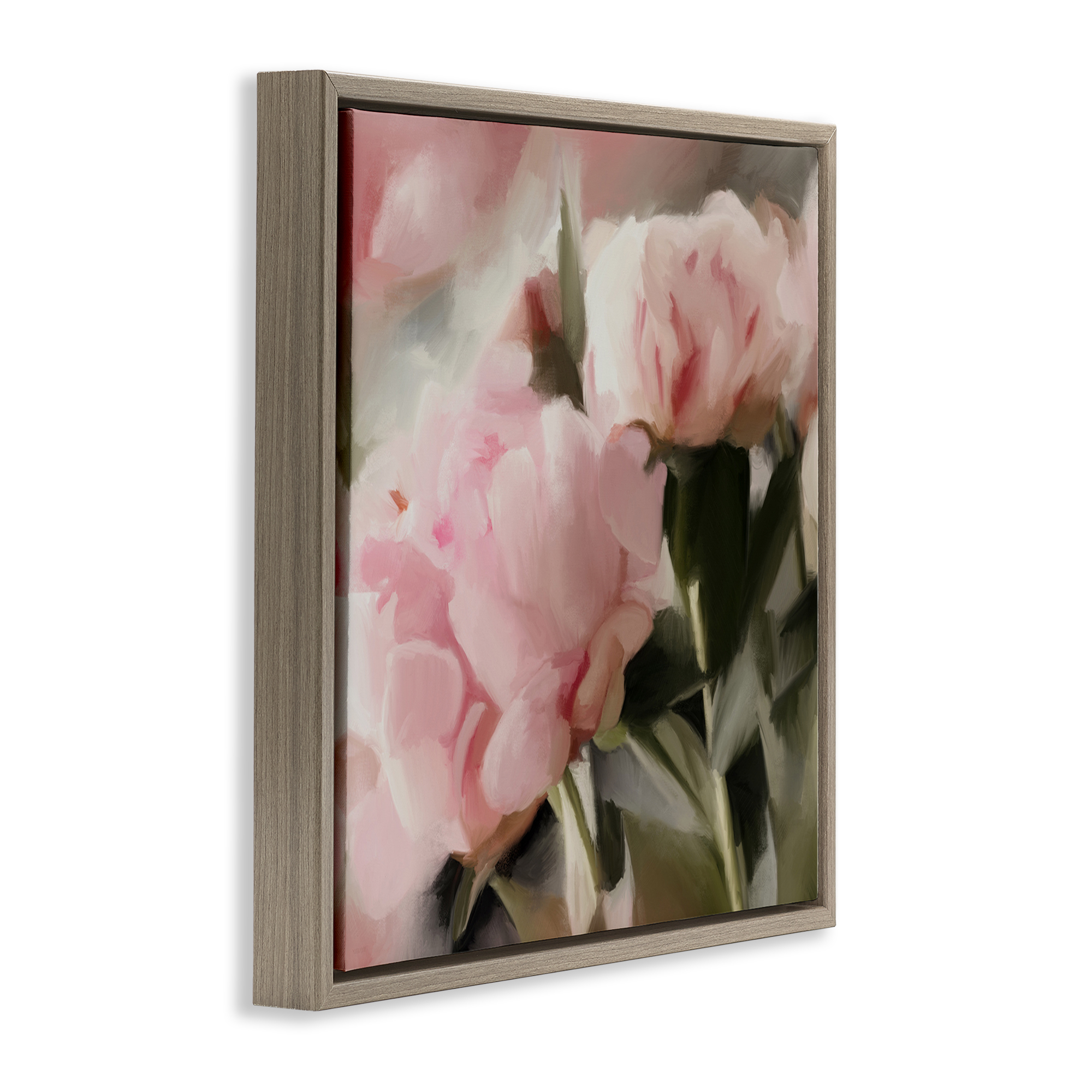 Stupell Industries Soft Floral Arrangement Botanical & Floral Painting Brown Floater Framed Art Print Wall Art, 18 x 18