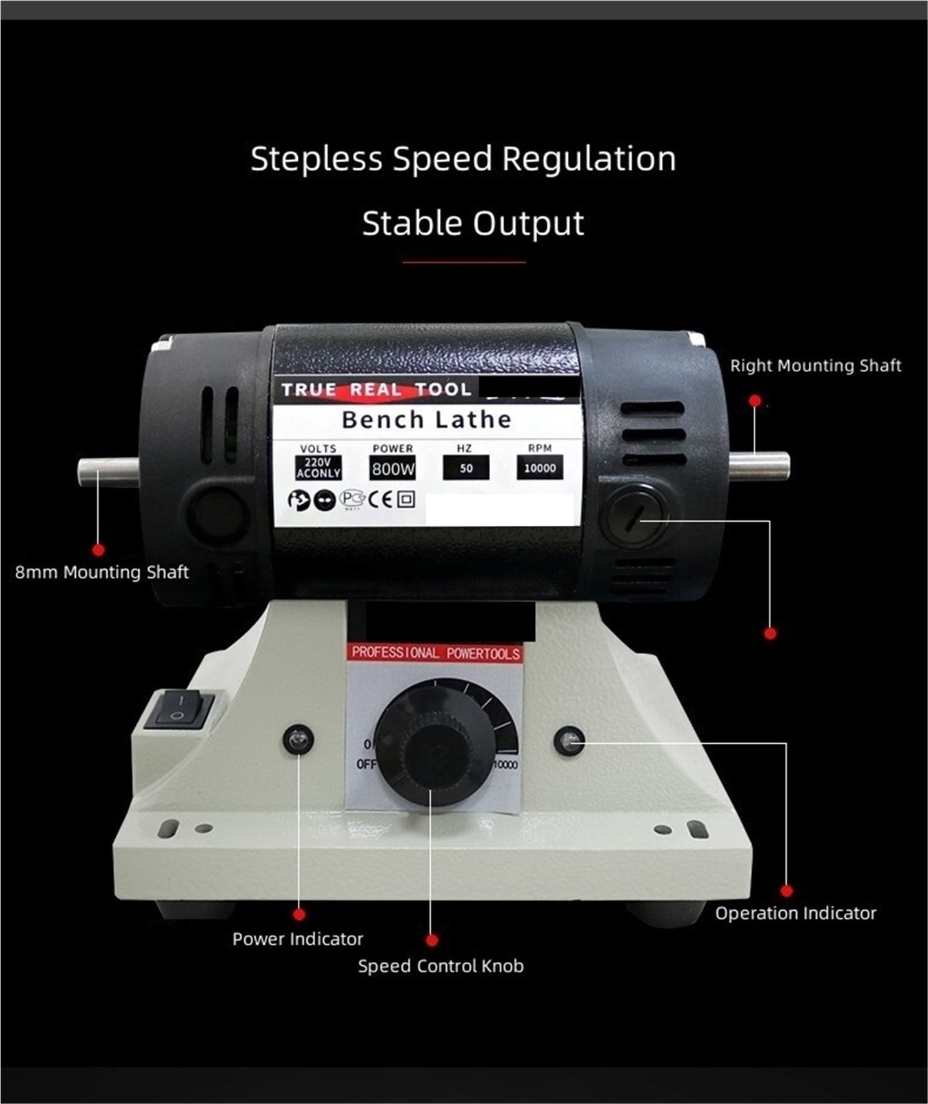 High-Power Bench Grinder, Electric Eoodworking, Jade Carving, Polishing Machine, 0.3-4mm Flexible Shaft Handle 800W