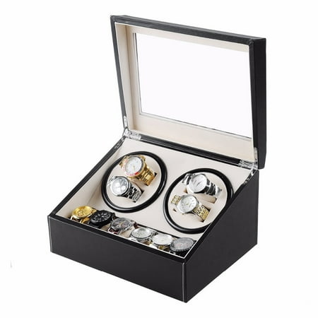 4+6 Grid Watch Winder Leather Automatic Rotation Watch Storage Organizer Box Compartment Display Case