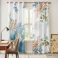 thumbnail image 3 of Beach Coastal Kitchen Curtains Window Panels, Summer Nautical Coral Shell Botanical Insulated Window Treatment Curtain, Grommet Curtains for Bedroom/Living Room/Bathroom, 2 Piece 42"Wx84"L, 3 of 8