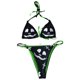 thumbnail image 1 of VISgogo Bikini para Mujer Conjunto de 2 Piezas, Sujetador con Cuello en V con Estampado de Sonrisa/Calavera de Dibujos Animados + Traje de baño con Tanga de Cintura Baja para el Verano VISgogo moda, 1 of 7