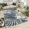 thumbnail image 2 of Blue Plant Leaves Area Rug, Retro Artistic Versatile Rug for Living Room, Hallway Carpet Washable Flannel Low-Pile with Non-Slip for Tea Table Sofa Entrance Dining Room 5x8ft, 2 of 7