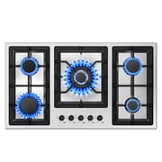 AMZGACHFKTCH 36 Inch Gas Cooktop with 5 Burners, Stainless Steel, LPG/Natural Gas Convertible, Thermocouple Protection