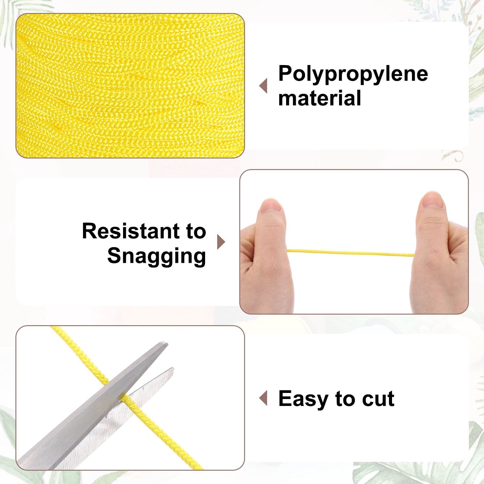 Uxcell 2 Pcs Polyester Macrame Cord, 3mm x 131 Yards Polypropylene Crochet Braided Rope Macrame Yarn for Wall Hangings Bag Craft Knitting, Yellow