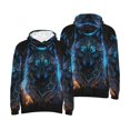 thumbnail image 6 of Bingfone Cool Blue Light Wolf Men's Drawstring Hoodie Long Sleeve Pocket Sweatshirts-Small, 6 of 6
