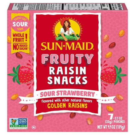 Sun-Maid® Fruity Raisin Snacks Sour Strawberry 7-Count Box/.7oz Pouches