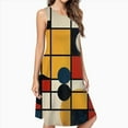 thumbnail image 2 of Mondrian Inspired Dress Loose Women'S Dress Beach Dresses With Pockets Dresses For Womens, 2 of 4