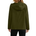 thumbnail image 6 of Women's Loose Fit Long Sleeve Hooded Zip Up Solid Color Jacket Water Repellent Windproof Outerwear Coat Versatile Casual Daily Wear | CSEONE,Army Green L, 6 of 8