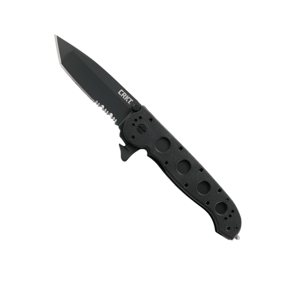 CRKT M16-14ZLEK Folding Knife with Liner Lock: AUS 8 Triple Point Serrations Blade, Glass-Reinforced Nylon Handle, Reversible Pocket Clip, M16-14ZLEK