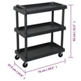 thumbnail image 2 of vidaXL 3-Tier Workshop Tool Trolley Black 29.5"x14.8"x36.2" PP, 2 of 6