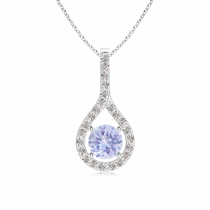 Angara Floating Tanzanite Drop Pendant With Diamond Accents In 14k White Gold 5mm Sp0702td Wg A 5 Com - Tanzanite Pendant White Gold
