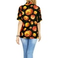 thumbnail image 4 of HAPPY BAY Women's Beach Hawaiian Blouse Shirt Spooky Pumpkin Print Tops Short Sleeve Button Down Holiday Party Halloween Costumes Shirts for Women S Scary Pumpkins Orange, 4 of 6