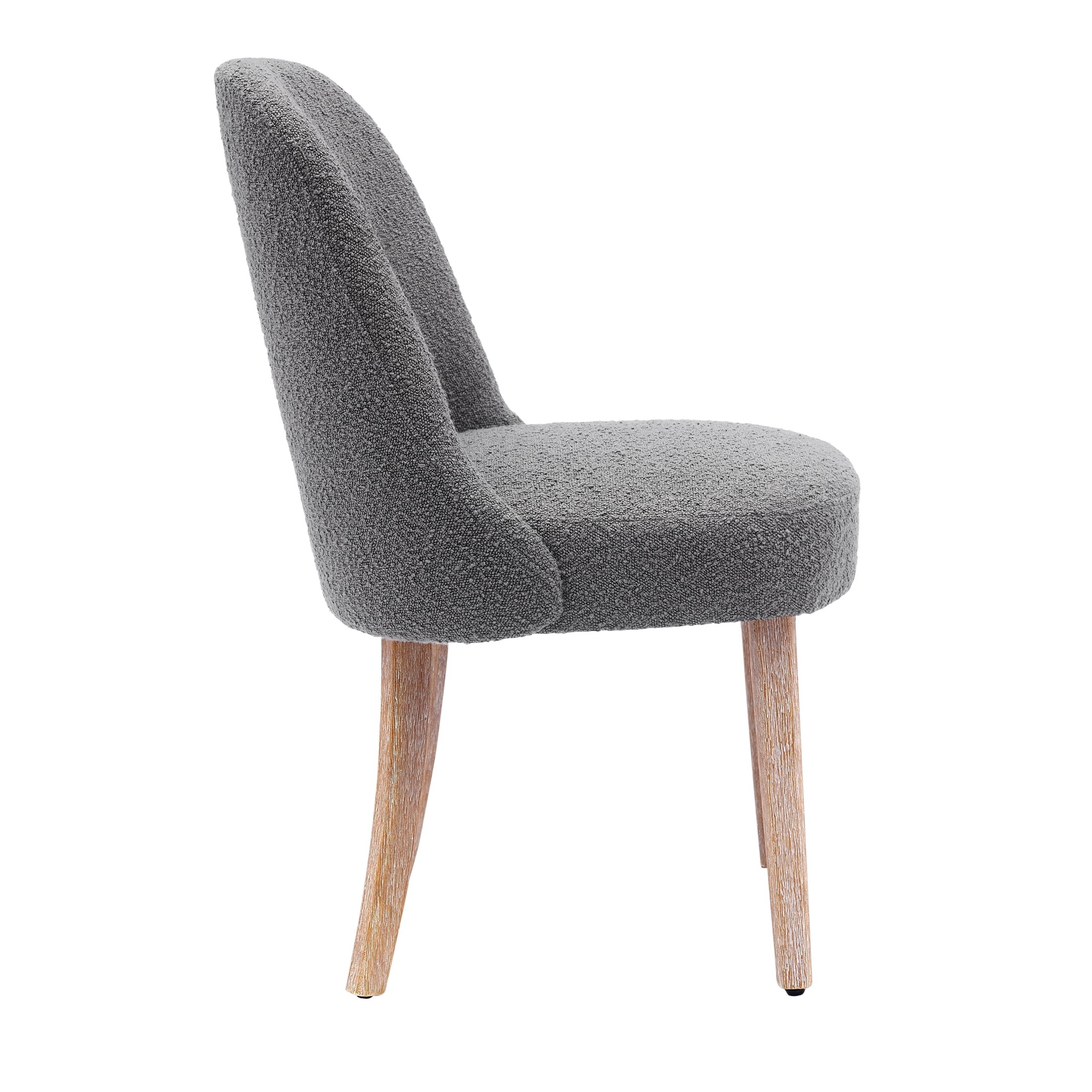 Contemporary Water and Stain Resistant Boucle Fabric Upholstered Dining Side Chair, Gray